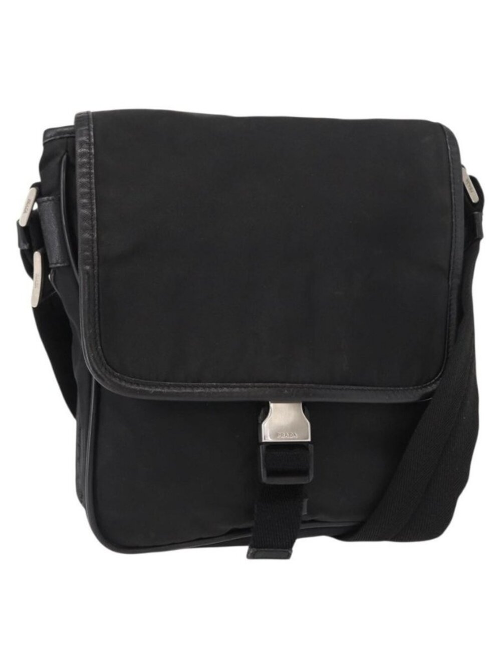 Authentic PRADA Shoulder Bag Nylon Black Silver